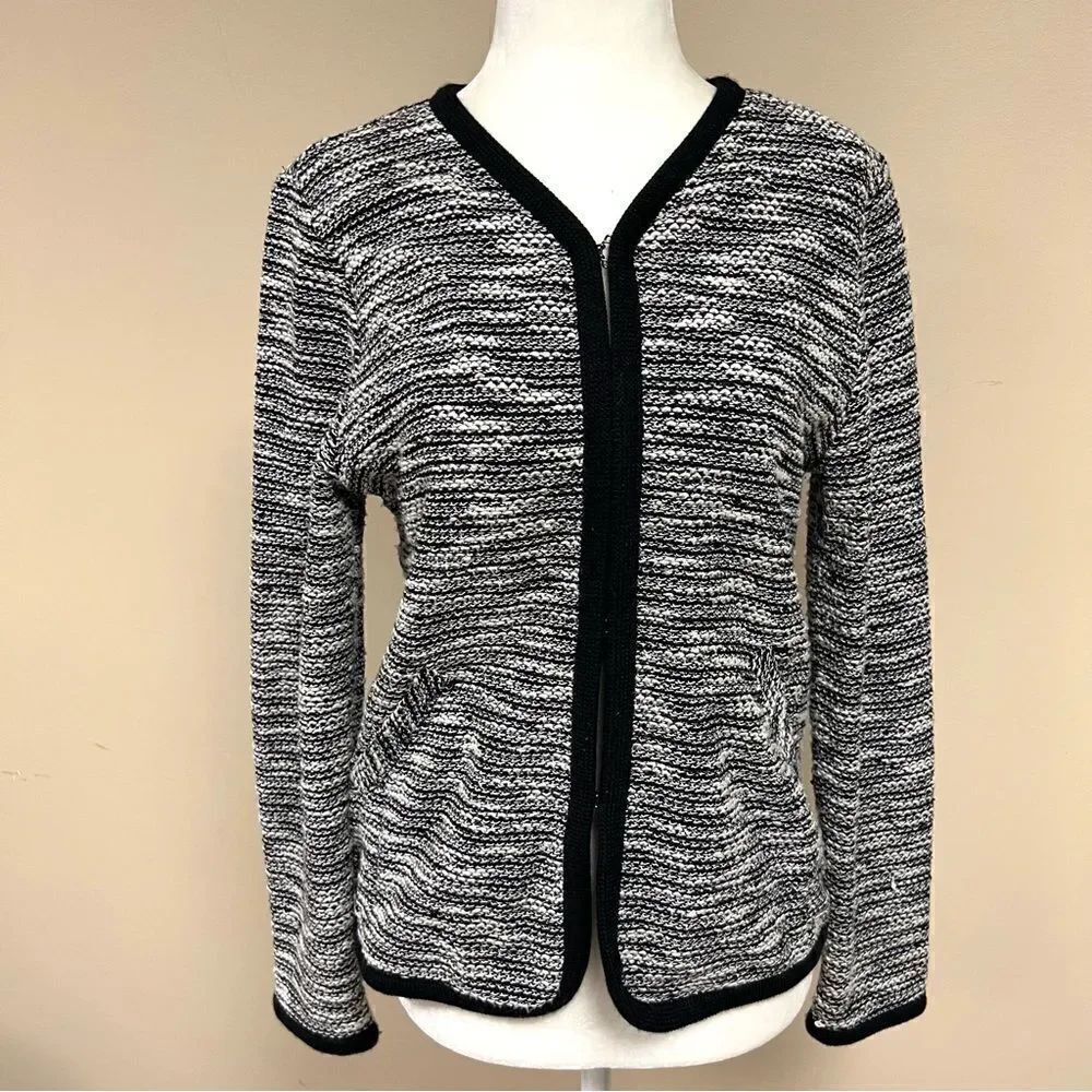 J Crew boucle black and white cardigan Size Sm